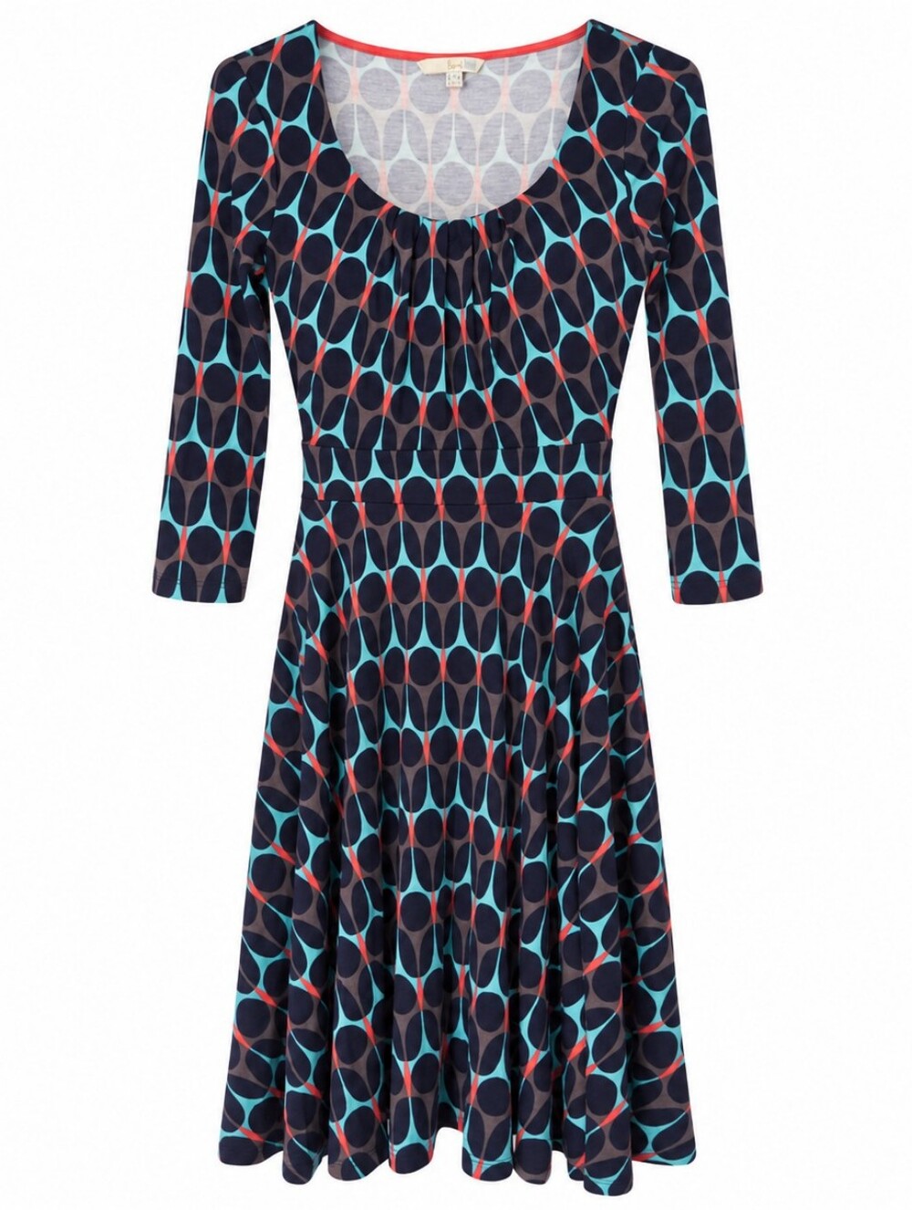 Boden Geometric Print Long Sleeve Fit & Flare Dress Size 2R